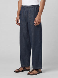 Men's 100% Cotton Loose Fit Denim Pant Blue