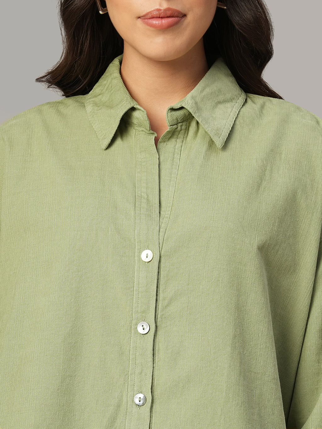 Women's Green 100% Cotton Boxy Fit Blouse