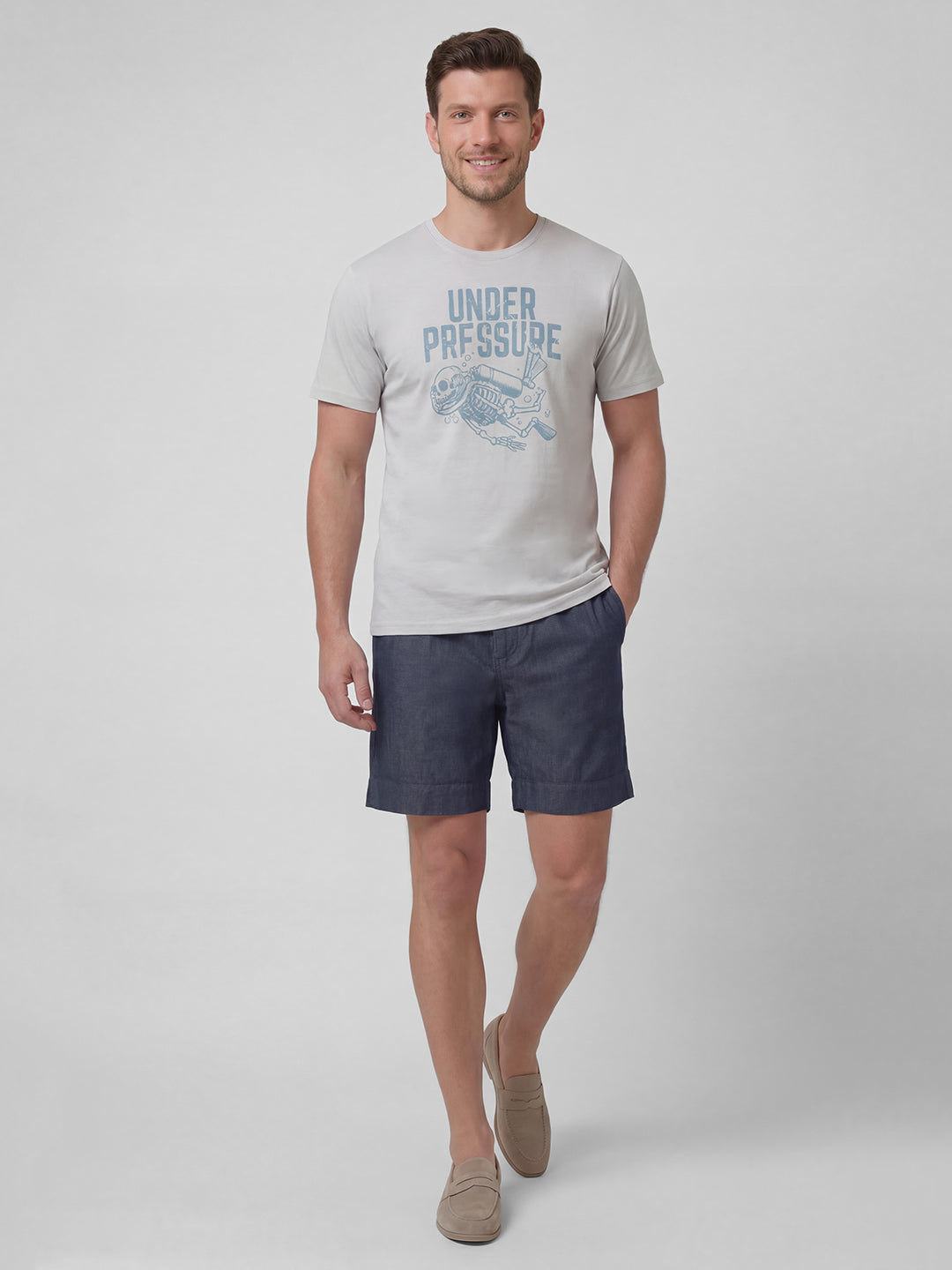 Men's Denim Blue 100% Cotton Regular Fit Shorts