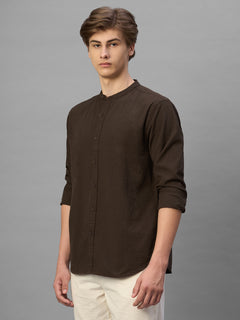 Men's Brown 100% Cotton Regular Fit Kurta Shirt