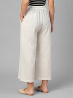 Women's Offwhite 100% Cotton Regular Fit Pant