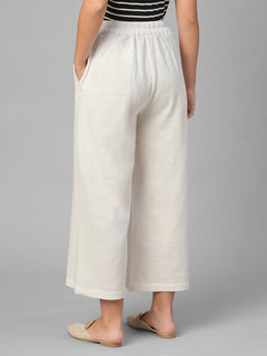 Women's Offwhite 100% Cotton Regular Fit Pant