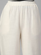 Women's Offwhite 100% Cotton Regular Fit Pant