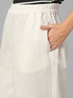Women's Offwhite 100% Cotton Regular Fit Pant
