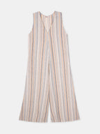 Women's Cream Linen Viscose Regular Fit Jumpsuit