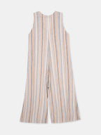 Women's Cream Linen Viscose Regular Fit Jumpsuit