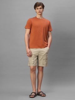 Men's Beige Cotton Lycra Regular Fit Shorts