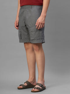 Men's Grey Cotton Lycra Regular Fit Shorts
