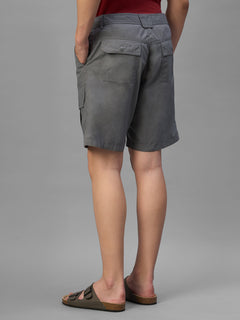 Men's Grey Cotton Lycra Regular Fit Shorts