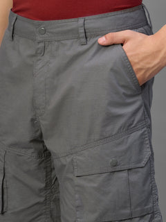 Men's Grey Cotton Lycra Regular Fit Shorts
