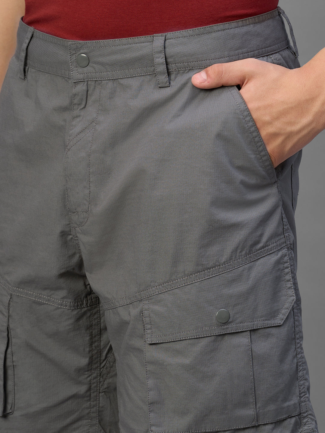 Men's Grey Cotton Lycra Regular Fit Shorts
