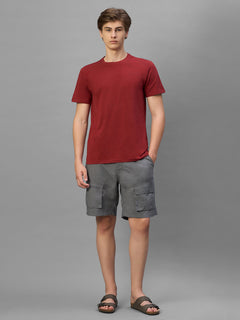 Men's Grey Cotton Lycra Regular Fit Shorts