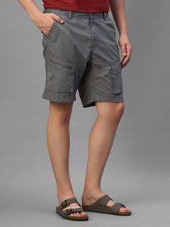 Men's Grey Cotton Lycra Regular Fit Shorts