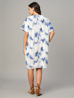 Women's Blue 100% Cotton Boxy Fit Dress