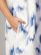 Women's Blue 100% Cotton Boxy Fit Dress