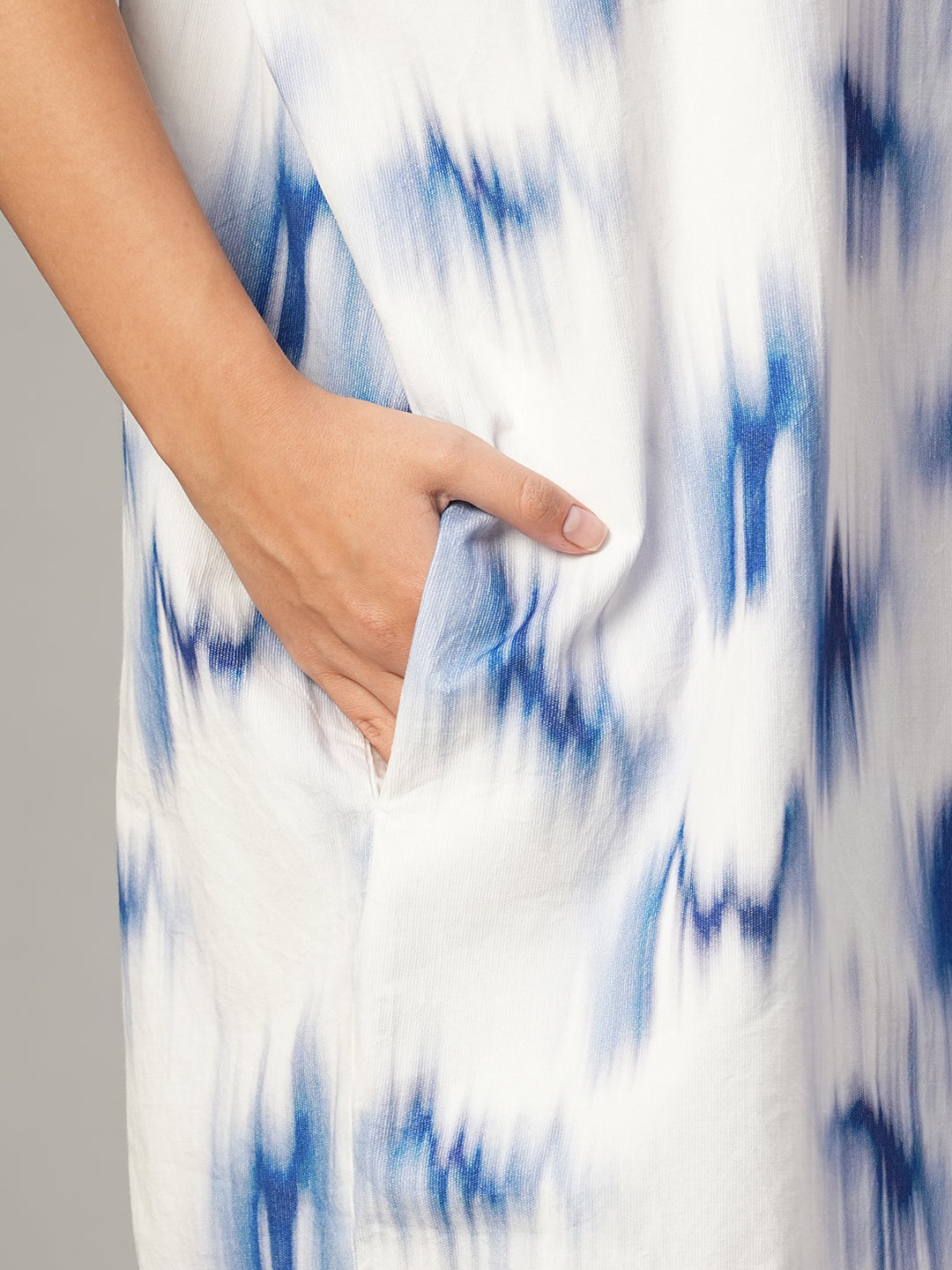 Women's Blue 100% Cotton Boxy Fit Dress
