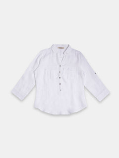 Women's 100% Linen Regular Fit Blouse White B