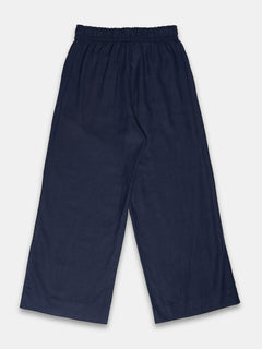 Women's Linen Blend Regular Fit Pant Navy