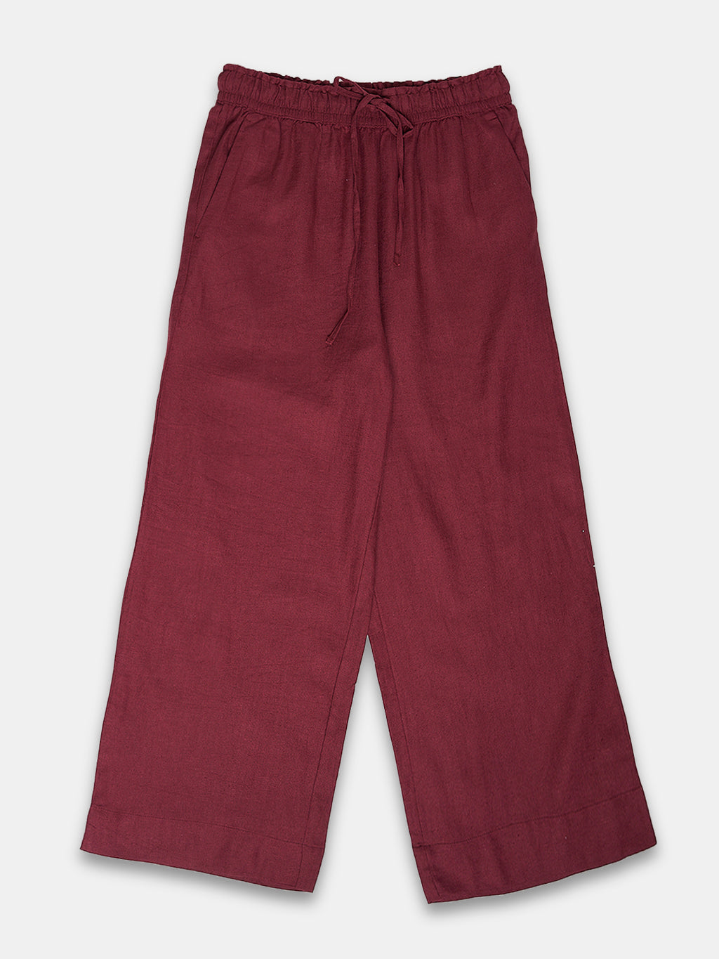 Women's Linen Blend Regular Fit Pant Maroon