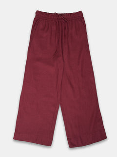 Women's Linen Blend Regular Fit Pant Maroon