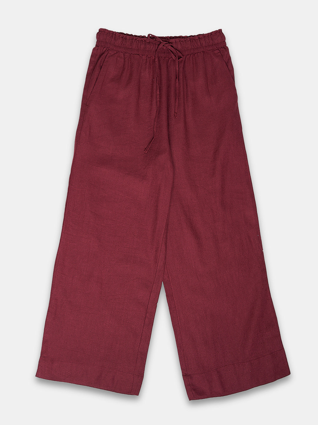 Women's Linen Blend Regular Fit Pant Maroon