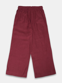 Women's Linen Blend Regular Fit Pant Maroon
