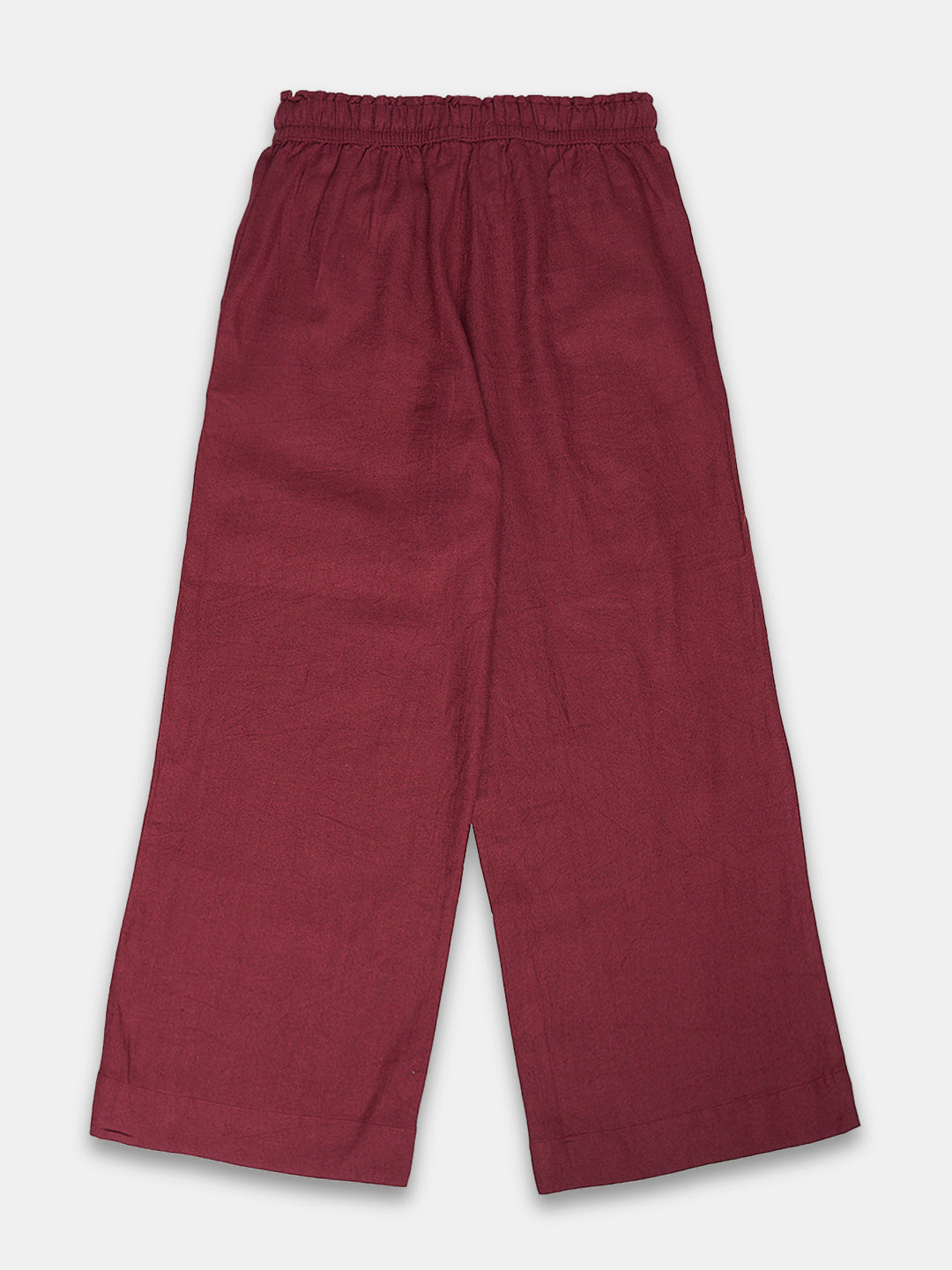 Women's Linen Blend Regular Fit Pant Maroon