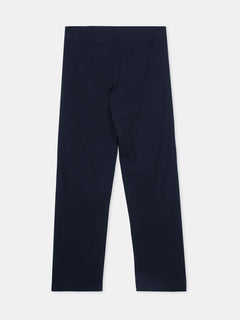 Women's Navy Cotton Elastane Regular Fit Knit Pant