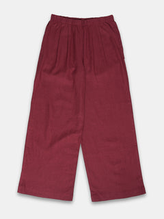 Women's Linen Viscose Regular Fit Pant Maroon