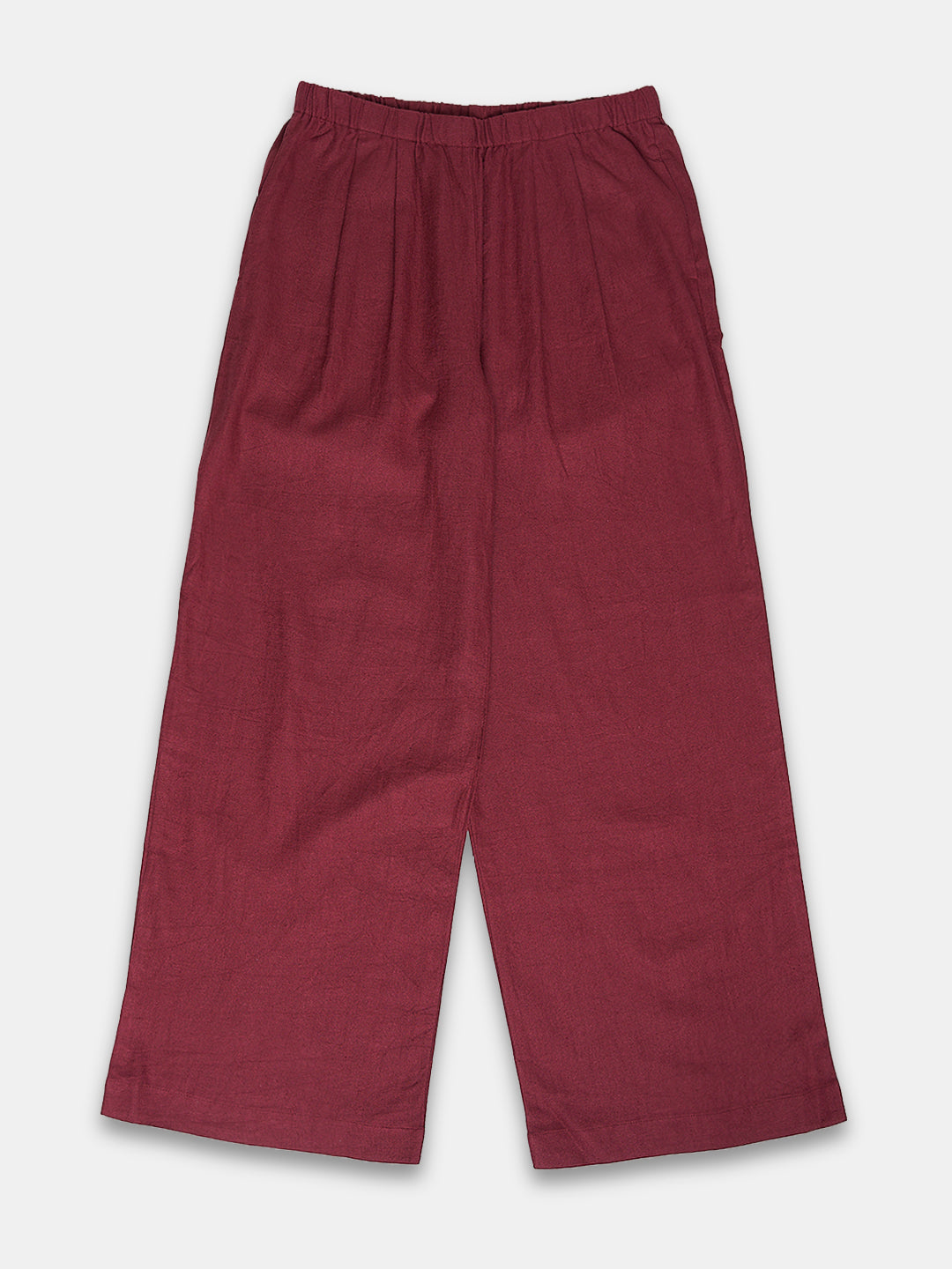Women's Linen Viscose Regular Fit Pant Maroon