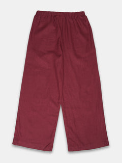 Women's Linen Viscose Regular Fit Pant Maroon