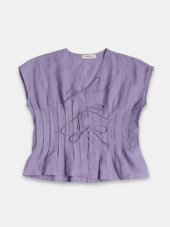 Women's 100% Linen Regular Fit Blouse Purple