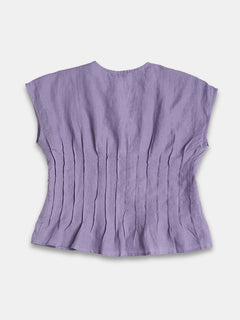 Women's 100% Linen Regular Fit Blouse Purple