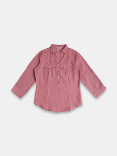 Women's 100% Linen Regular Fit Blouse Rose