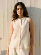 Women's Natural Linen Viscose Regular Fit Blouse