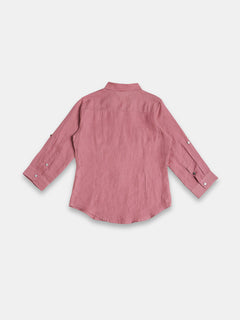 Women's 100% Linen Regular Fit Blouse Rose