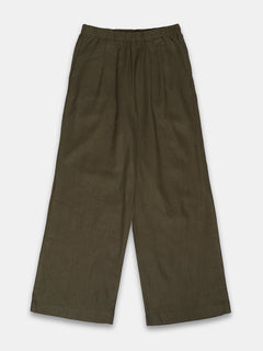 Women's Linen Viscose Regular Fit Pant Olive