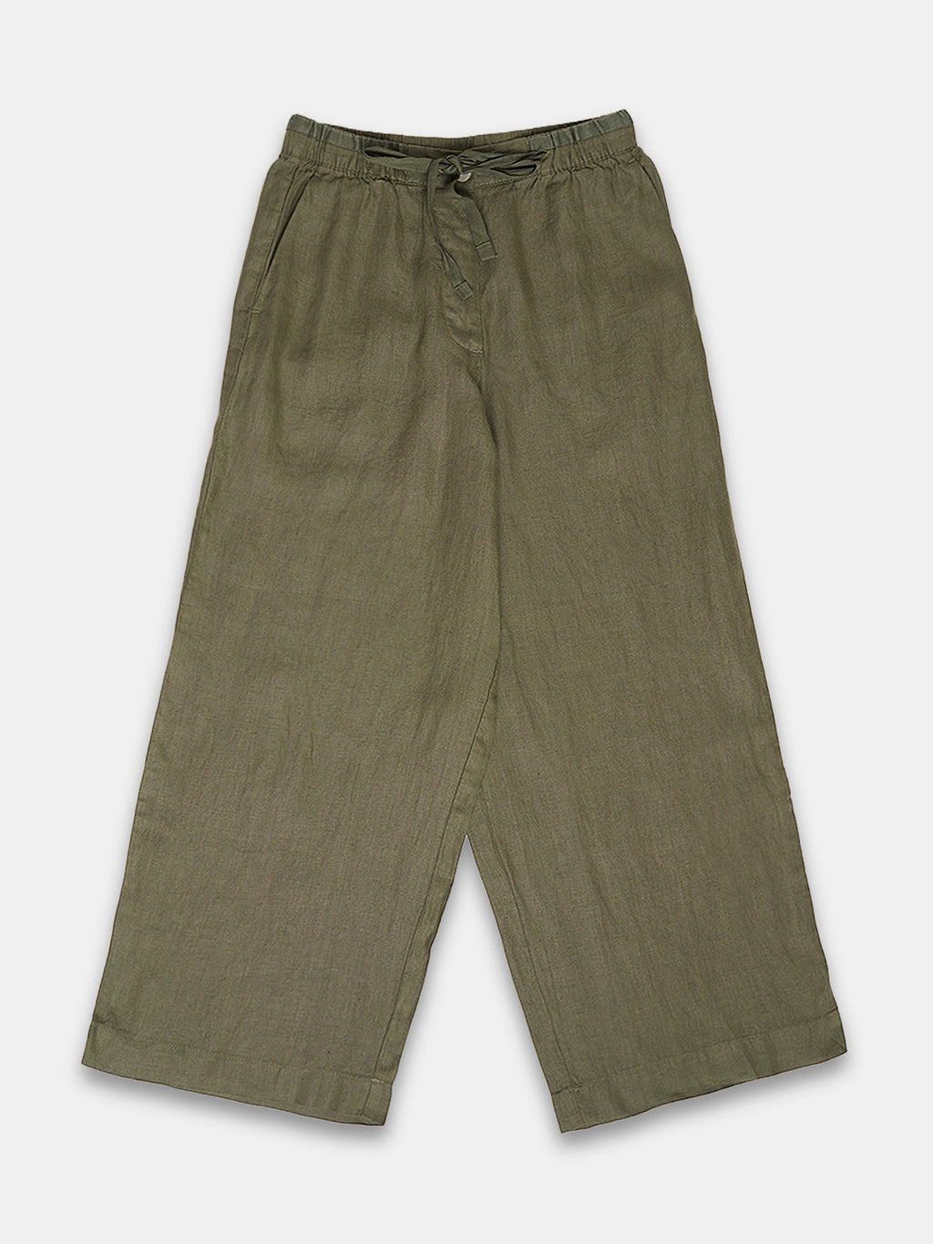 Women's 100% Linen Regular Fit Pant Olive