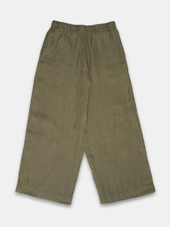 Women's 100% Linen Regular Fit Pant Olive