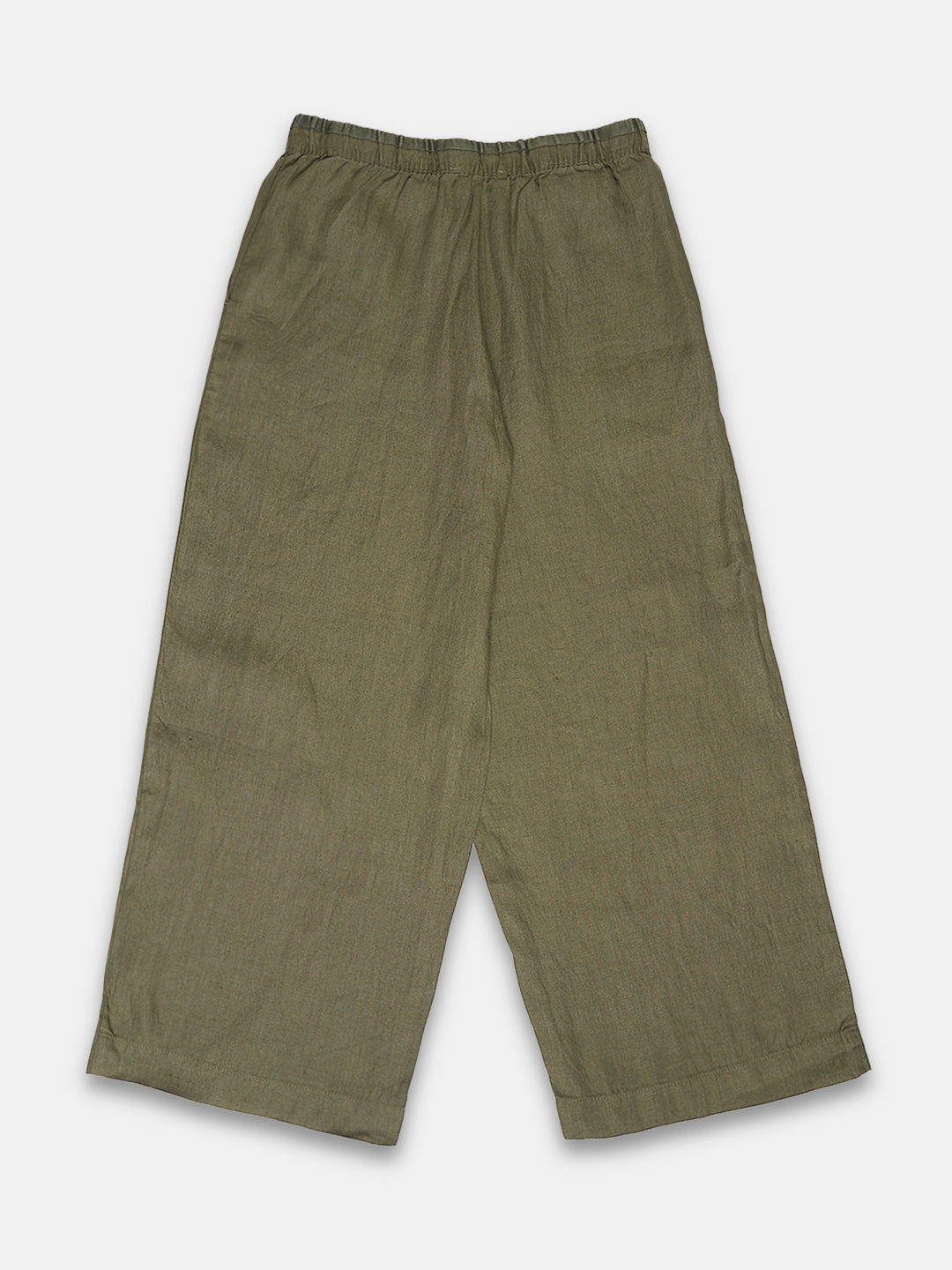 Women's 100% Linen Regular Fit Pant Olive