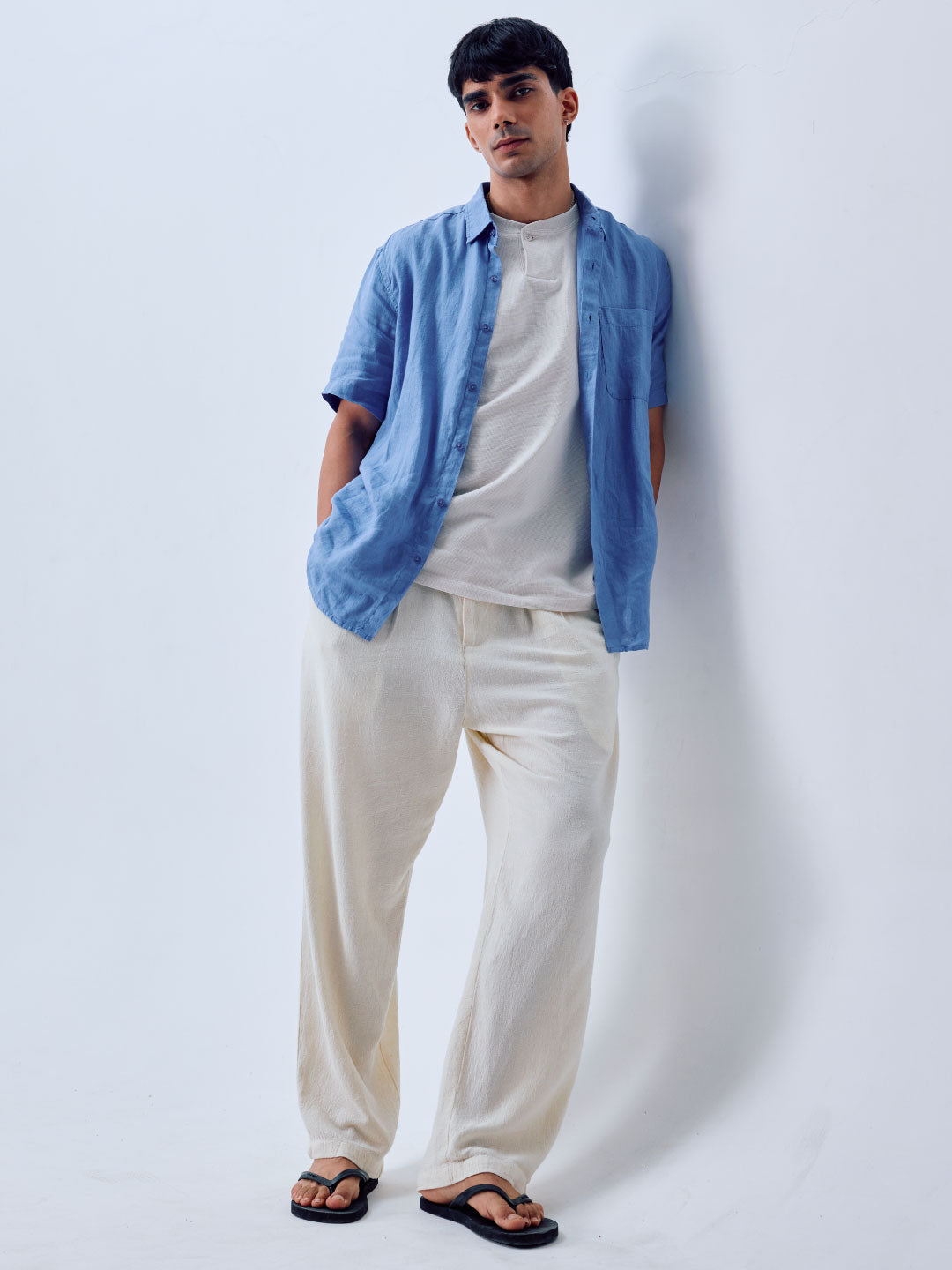 Men's Natural Linen Viscose Loose Fit Pant