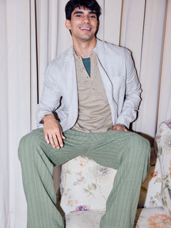 Men’s Linen Cotton Slim Fit Shirt Khaki