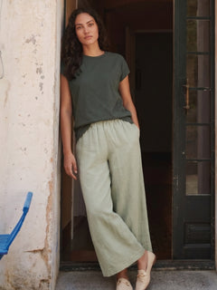 Women's Sage Linen Viscose Regular Fit Pant