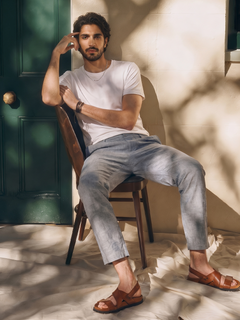 Men's White Cotton Bamboo Elastane Regular Fit Tshirt