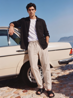 Men's Brown 100% Cotton Regular Fit Pant