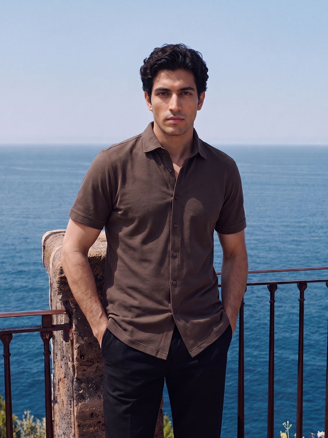 Men's 100% Cotton  Regular Fit Tshirt Brown