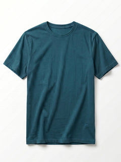 Men's Teal Cotton Bamboo Elastane Regular Fit Tshirt