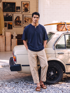 Men's 100% Cotton Loose Fit Pants Button Zip Khaki
