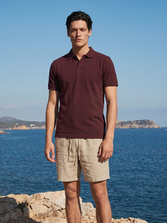Men's Wine Cotton Elastane Slim Fit Tshirt