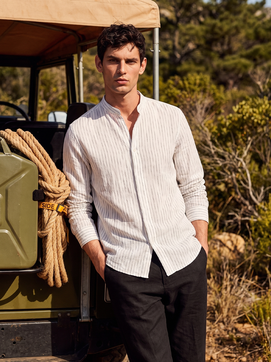 Men's 100% Cotton  Regular Fit Kurta Shirt White